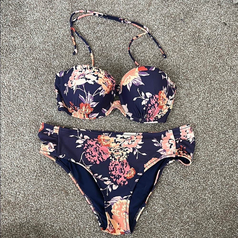 AEO Floral Navy Bikini Set